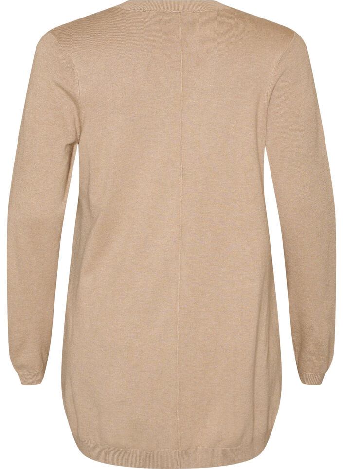 Lang gebreid vest in viscosemix, Beige, Packshot image number 1