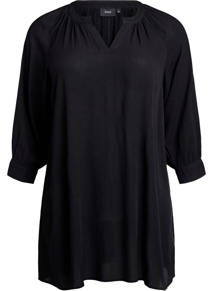 Tuniek met 3/4 mouwen en een A-lijn snit, Zwart, Packshot image number 0