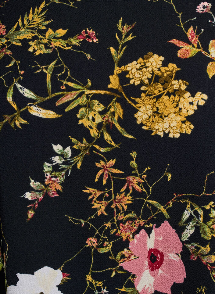 Jurk met print en korte mouwen, Zwart, Packshot image number 2