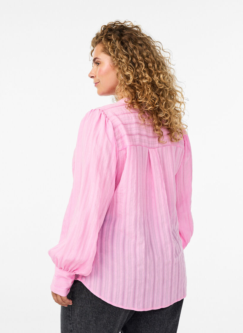 Blouse met verticale strepen, Roze, Model image number 2