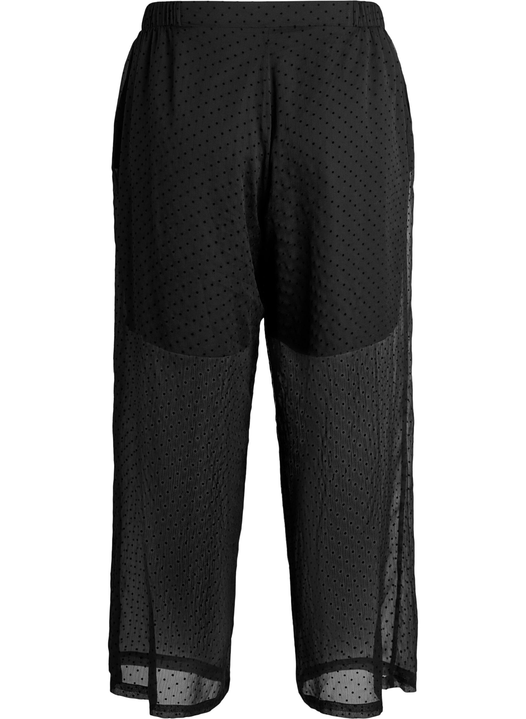ZizziLosse chiffonbroek met stippen, Zwart, Packshot image number 1