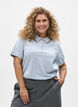 Polo shirt met strass knopen en ruches., Blauw, Model image number 0