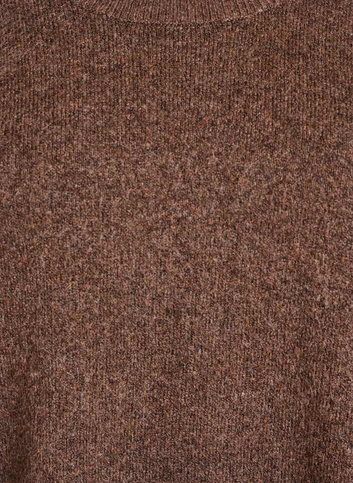 Losvallende gebreide trui met opvallende naden, Bruin, Packshot image number 2