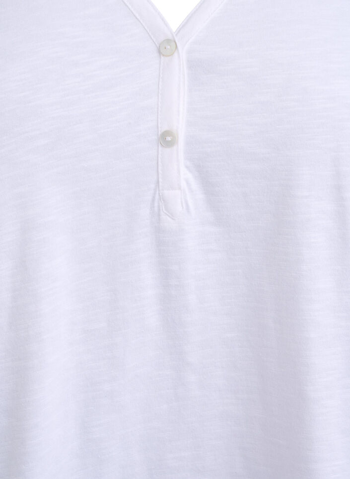 T-shirt met knoopdetail, Wit, Packshot image number 2