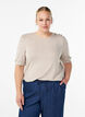 Blouse met knoopdetail en korte pofmouwen, Beige, Model image number 0