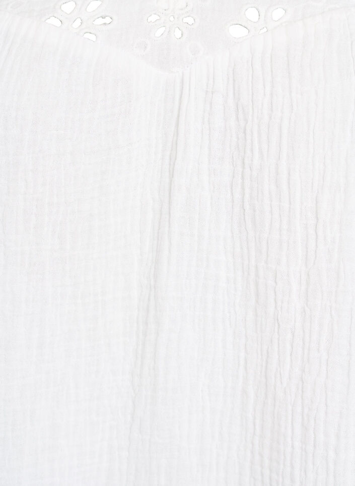 Blouse in katoen mousseline met broderie anglaise en 1/2 mouwen, Wit, Packshot image number 2