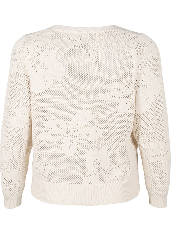Cardigan en maille avec motif en treillis et cordons, Birch, Packshot image number 1