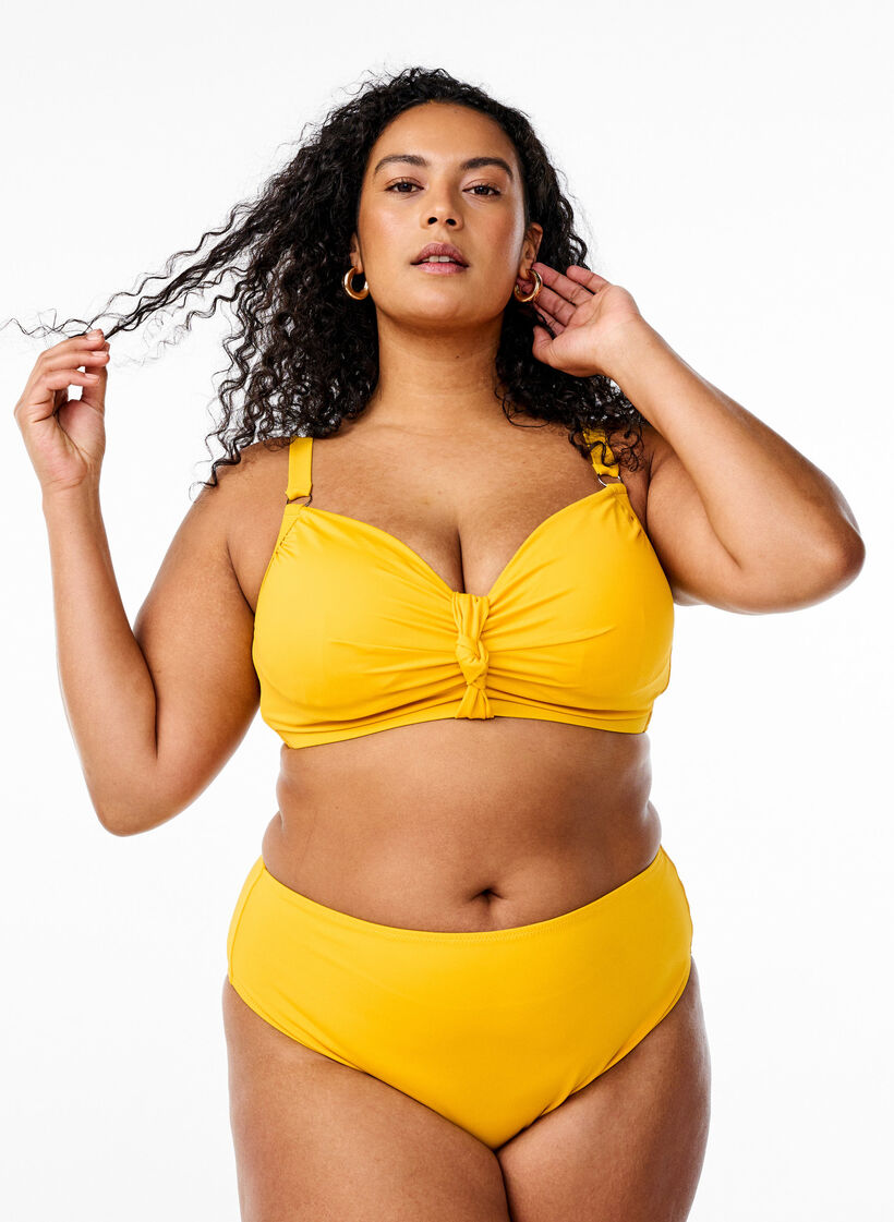 Brazilian bikinibroekje met een normale taille, Old gold, Model