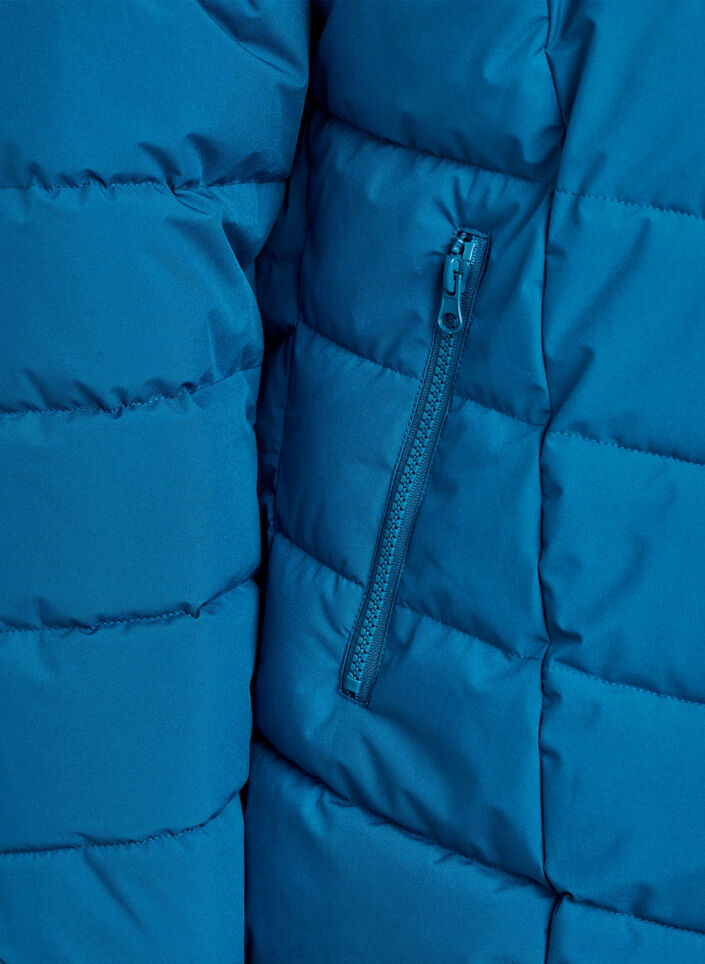 Kort pufferjack met capuchon, Blauw, Packshot image number 3