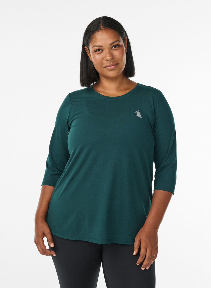 Sporttop met 3/4 mouwen, Groen, Model image number 0