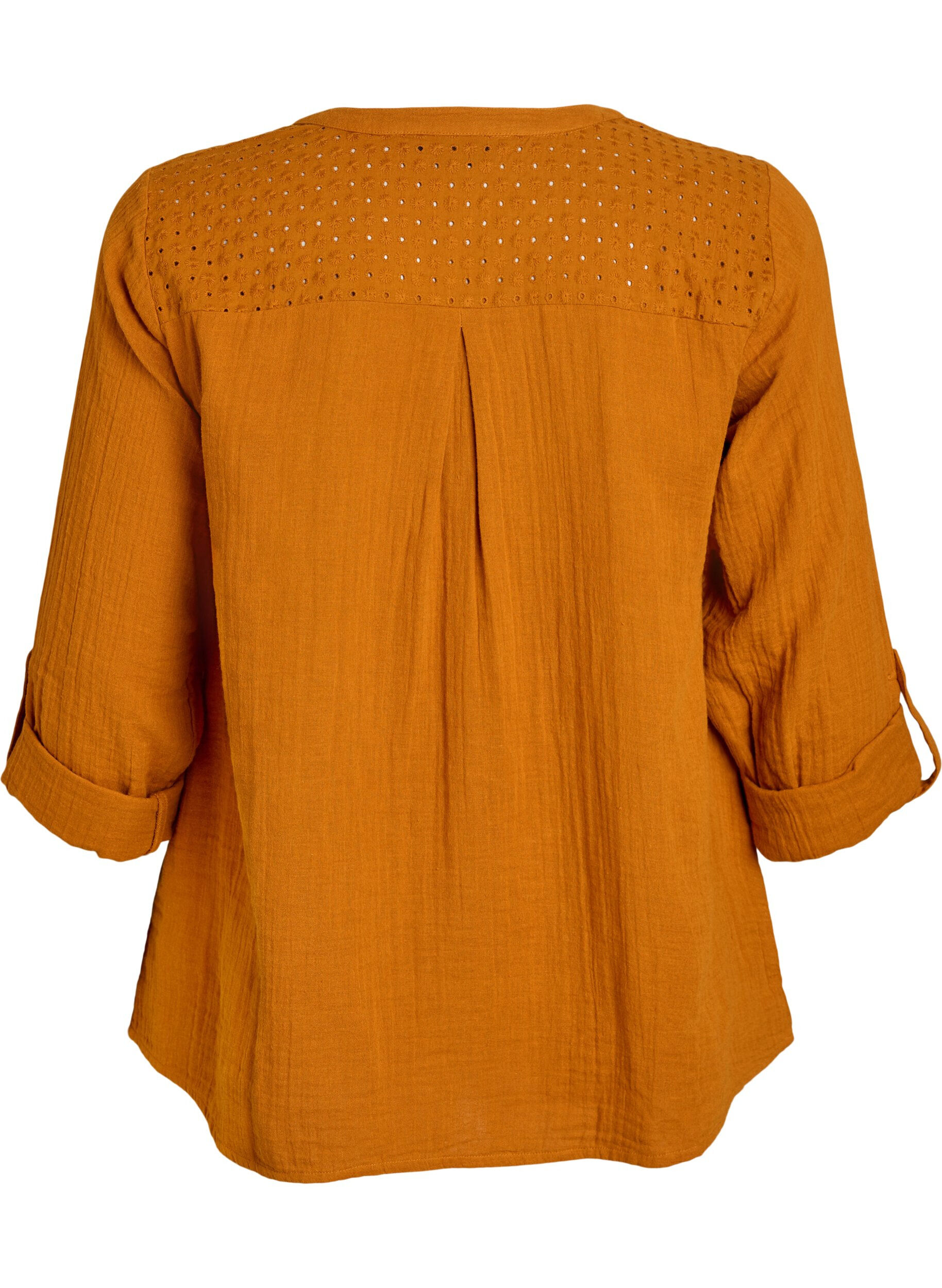 ZizziBlouse in katoenen mousseline met broderie anglaise, Oranje, Packshot image number 1