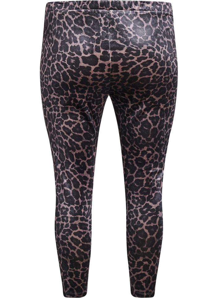 Velour leggings met luipaardpatroon, Bruin, Packshot