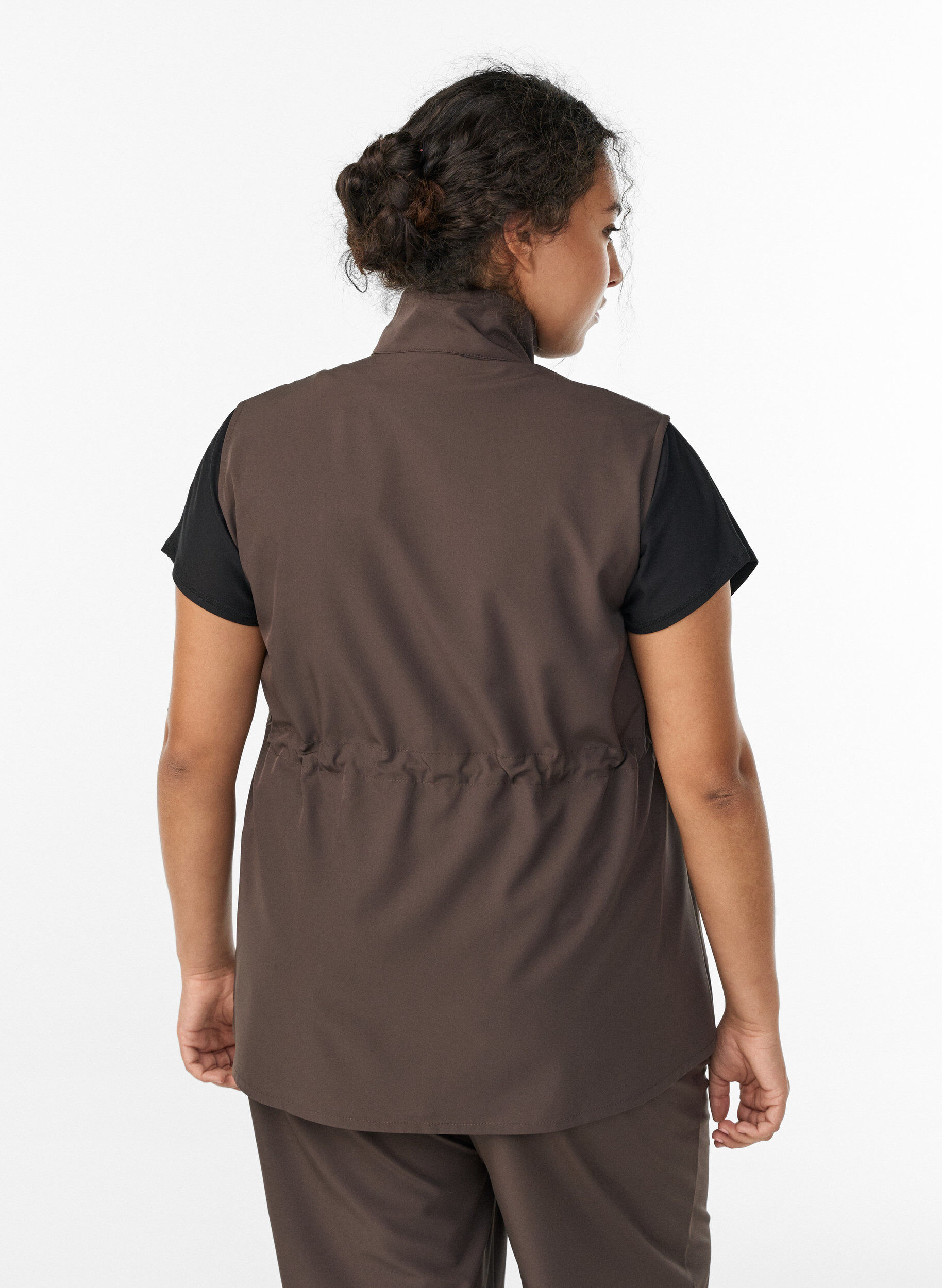ZizziMouwloos vest met een elastische taille, Bruin, Model image number 2