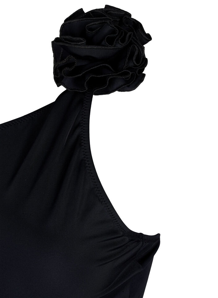 Badpak met asymmetrische halslijn, Black, Packshot