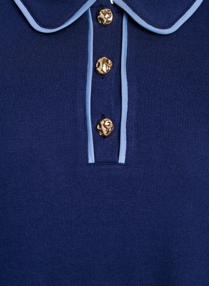 Jersey polo shirt met contrasterende accenten, Blauw, Packshot image number 2