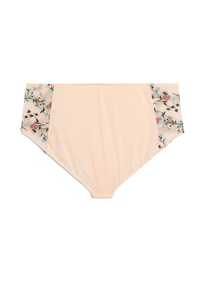Microvezel panties met geborduurde bloemen details, Roze, Packshot image number 1