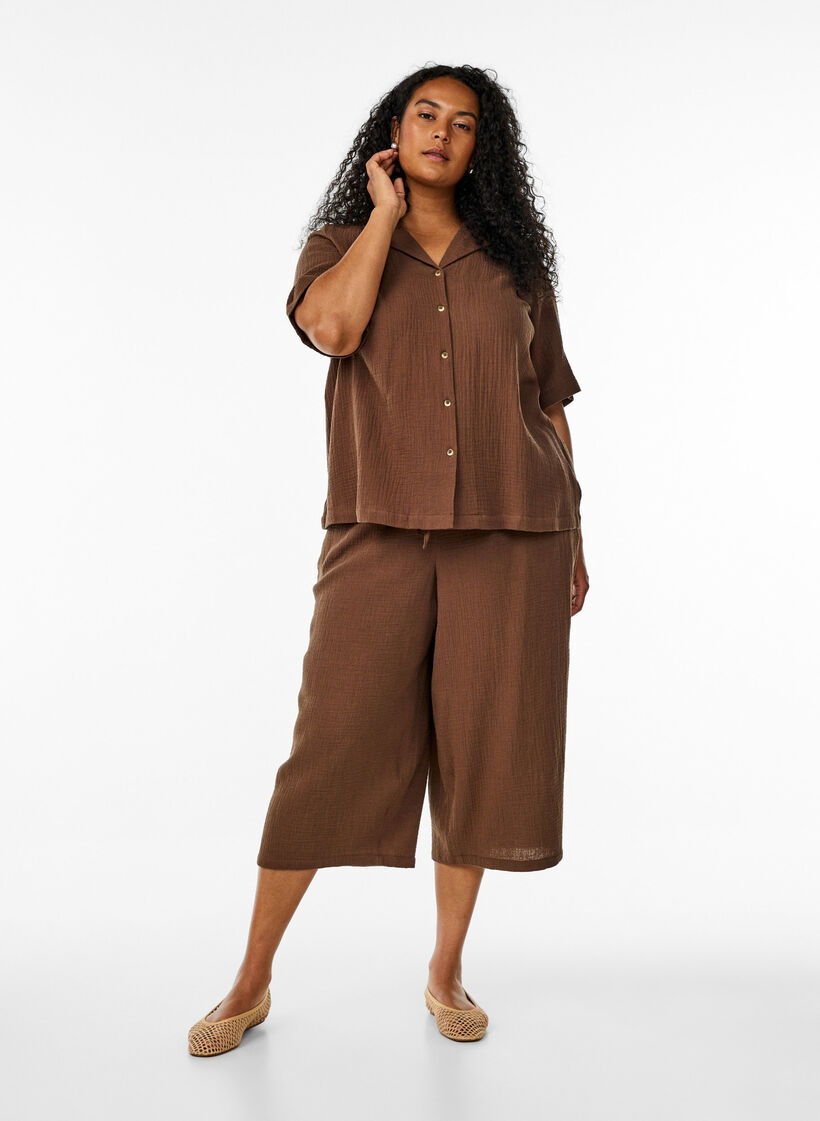 Culotte broek van katoen met hoge taille, Rain Drum, Model