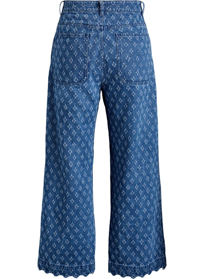 Myra jeans met wide fit en distressed patroon, Blauw, Packshot