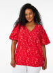 Blouse met vleermuismouwen en bloemen, Rood, Model image number 0
