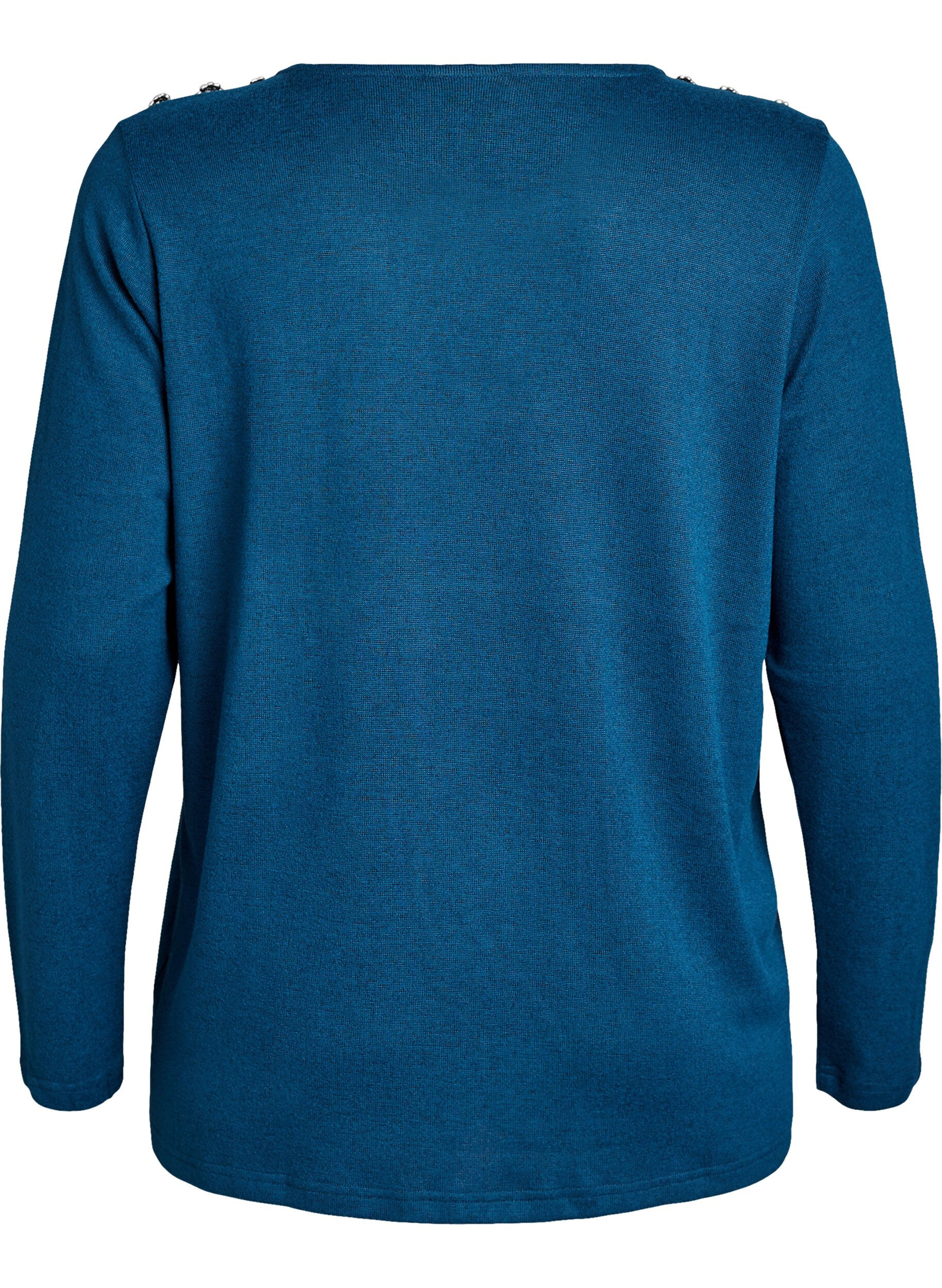 ZizziBlouse met decoratieve knopen, Blauw, Packshot image number 1