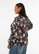 Gebloemde blouse van linnen en viscose met lange mouwen, Zwart, Model image number 2
