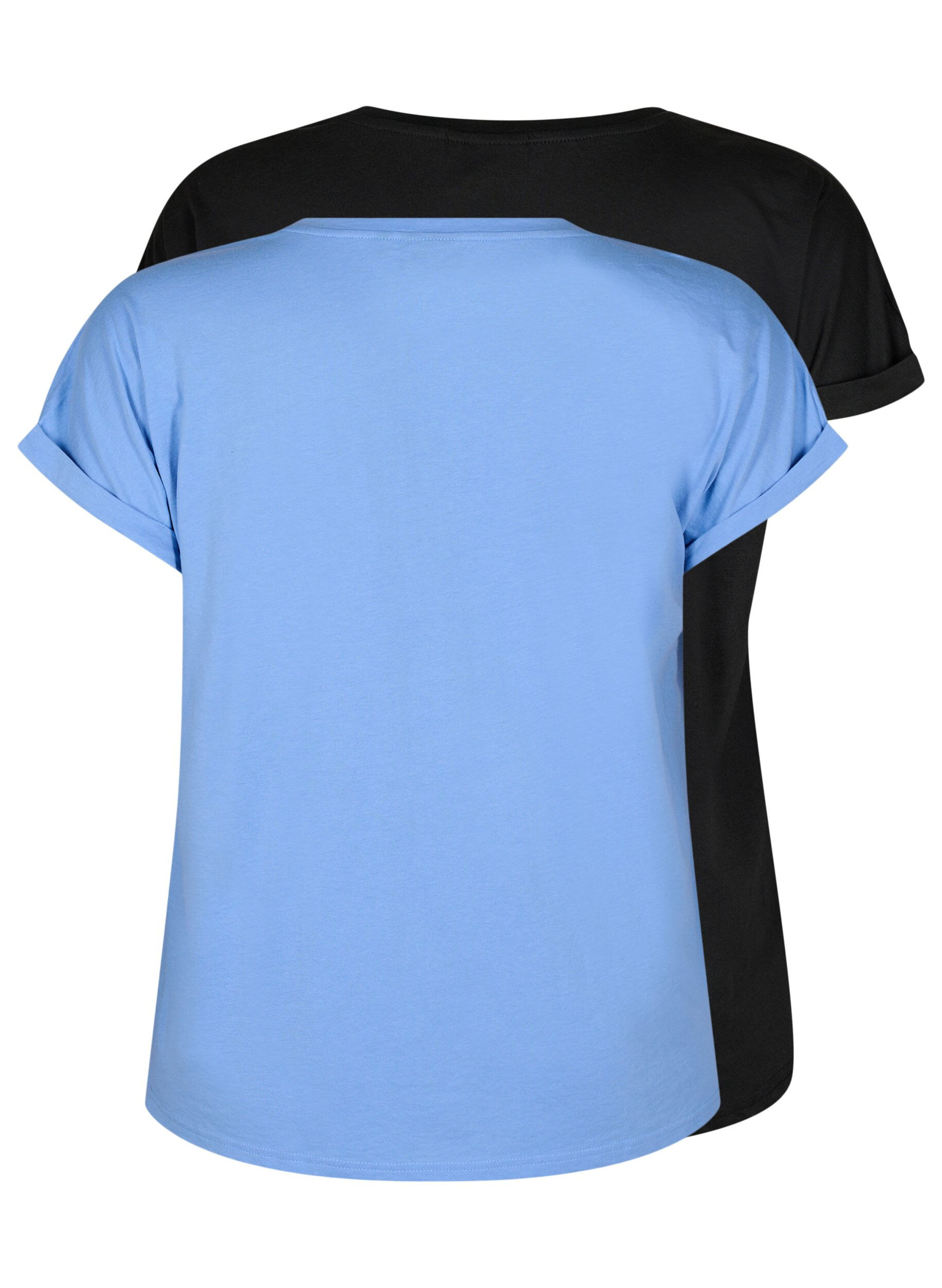 ZizziTweepack T-shirts met korte mouwen, Blauw, Packshot image number 1