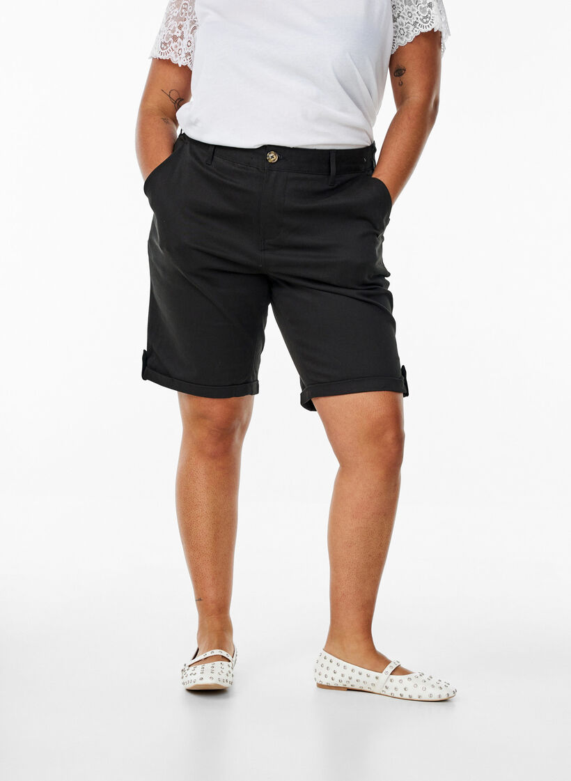 Chino shorts met zakken, Zwart, Model image number 3
