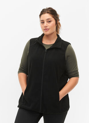 ZizziFleece vest met zakken, Black, Model image number 0