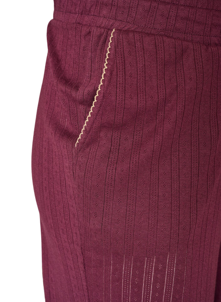 Pyjamabroek van biologisch katoen met gaatjesborduurwerk, Donker Bordeaux, Packshot image number 2