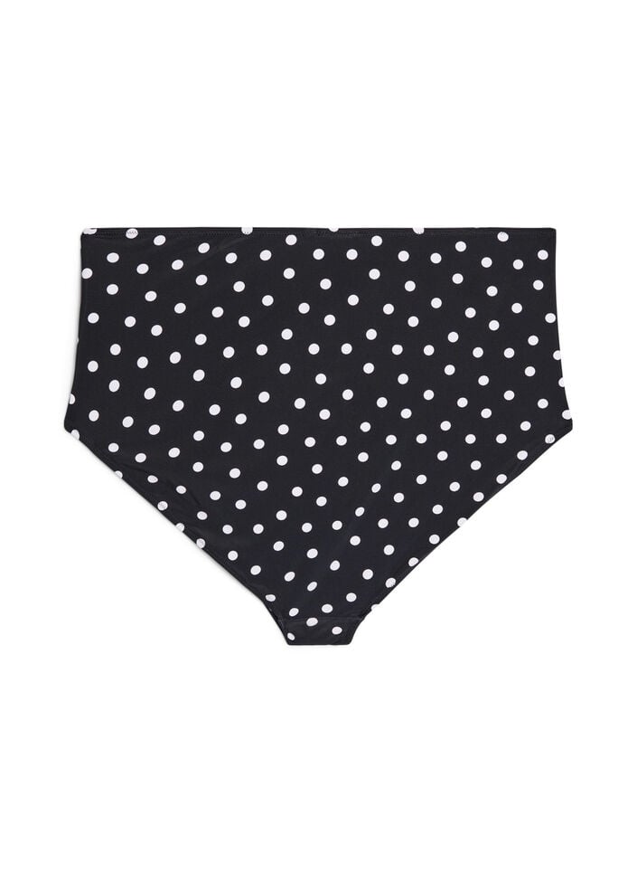 Bikinibroekje met print en een hoge taille, Zwart, Packshot