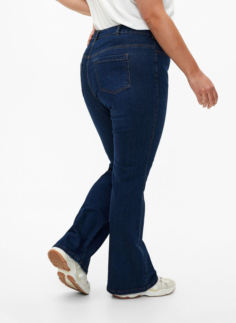 Ellen bootcut jeans met hoge taille, Blauw, Model image number 2