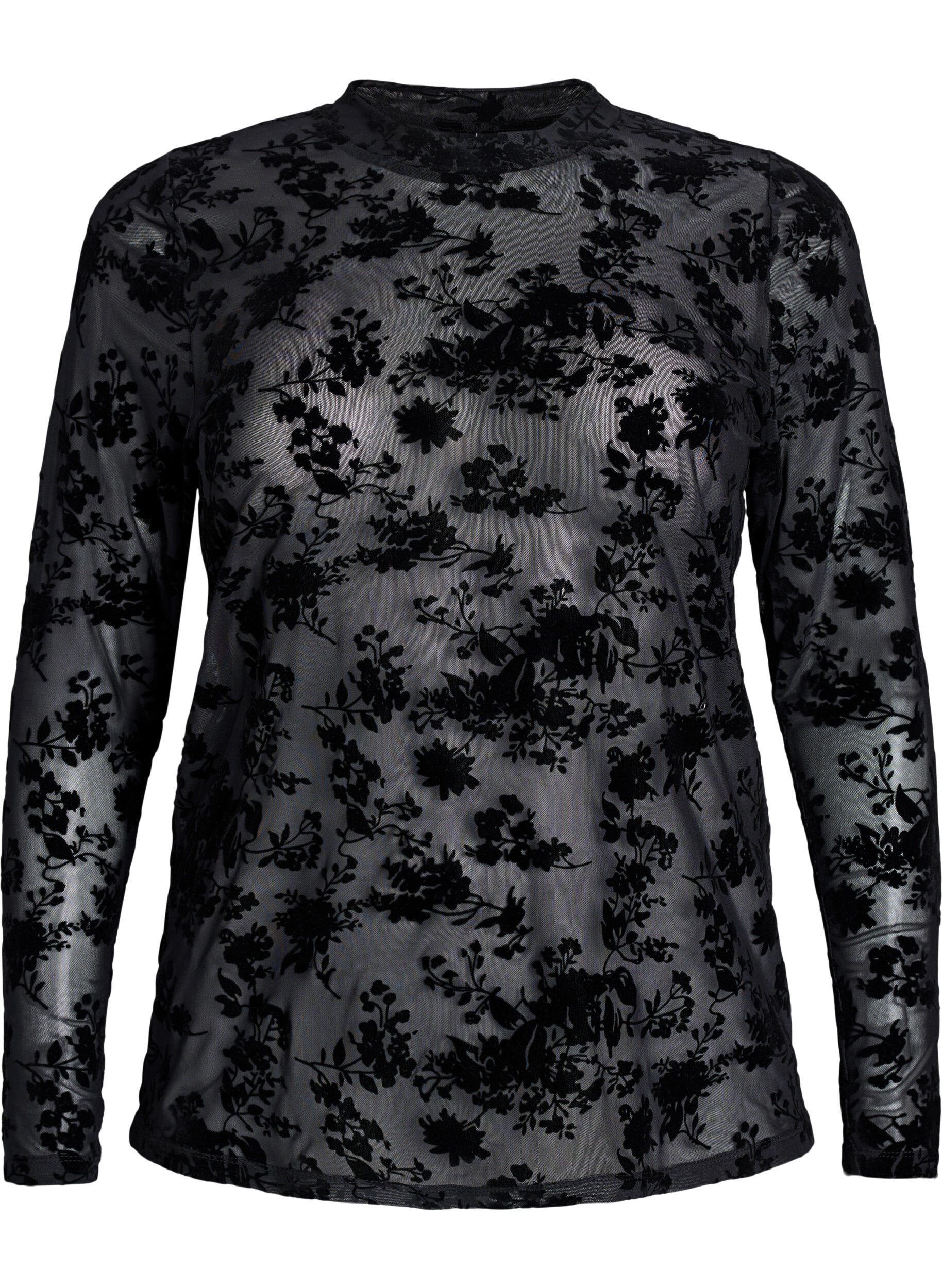 Mesh blouse met bloemenpatroon