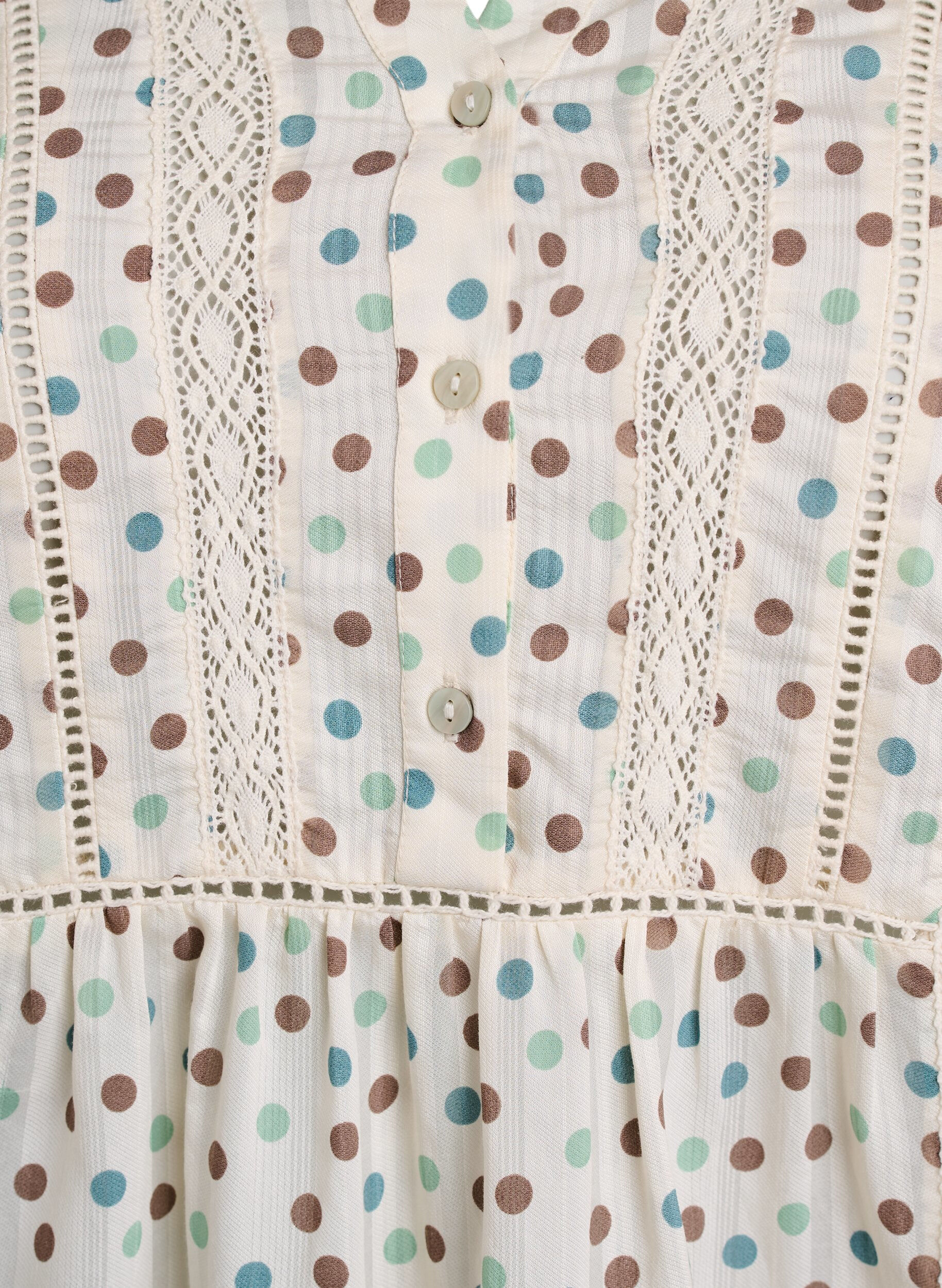 ZizziKorte viscose jurk met kanten afwerking en een A-lijn snit, Wit, Packshot image number 2