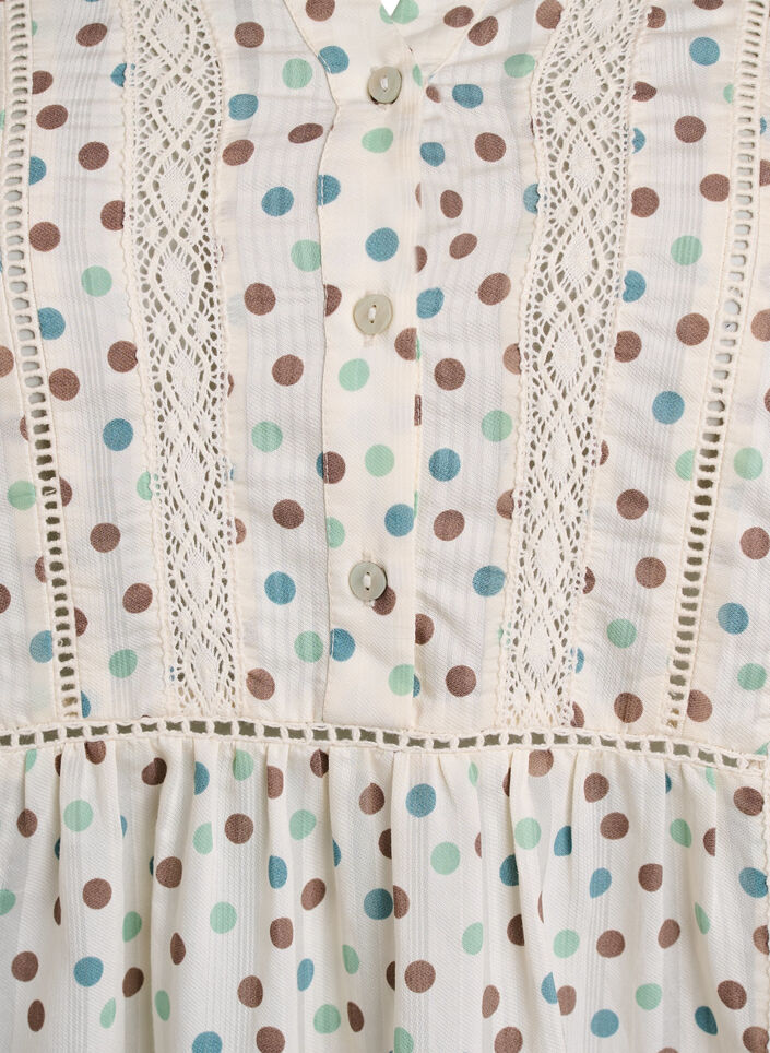 Korte viscose jurk met kanten afwerking en een A-lijn snit, Wit, Packshot image number 2