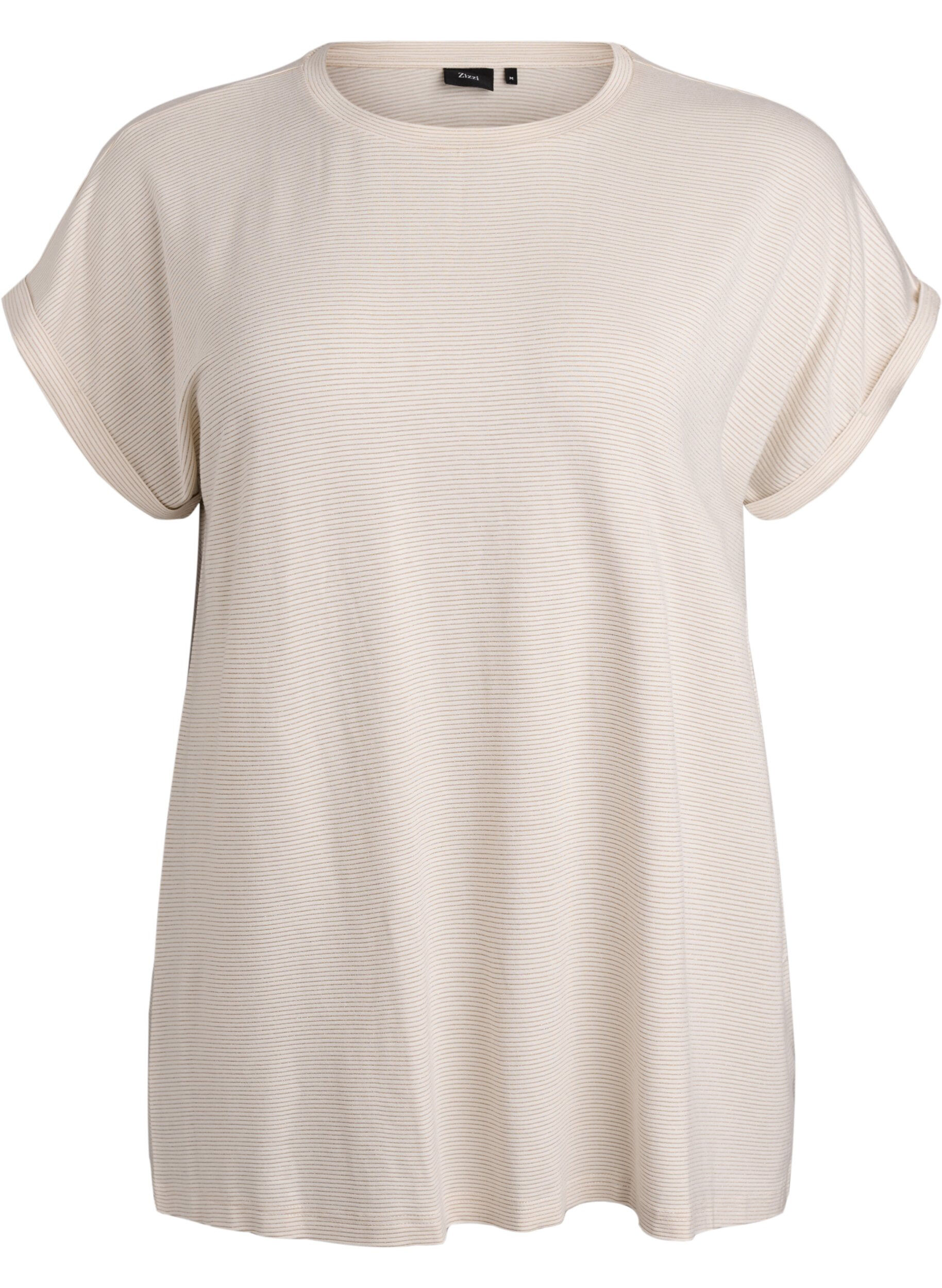 Viscose T-shirt met glitterstrepen