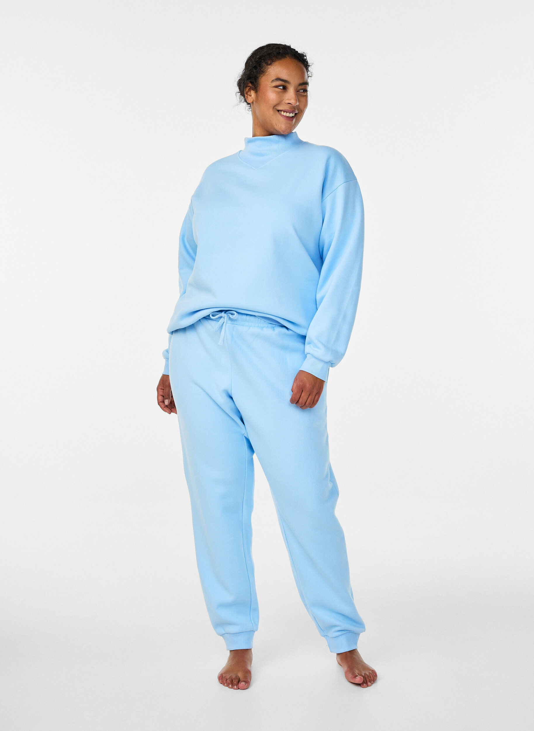 Sweatpants met hoge taille, Blauw, Model