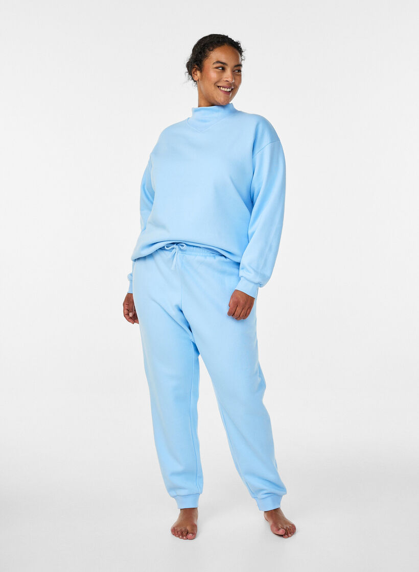Sweatpants met hoge taille, Blauw, Model image number 0