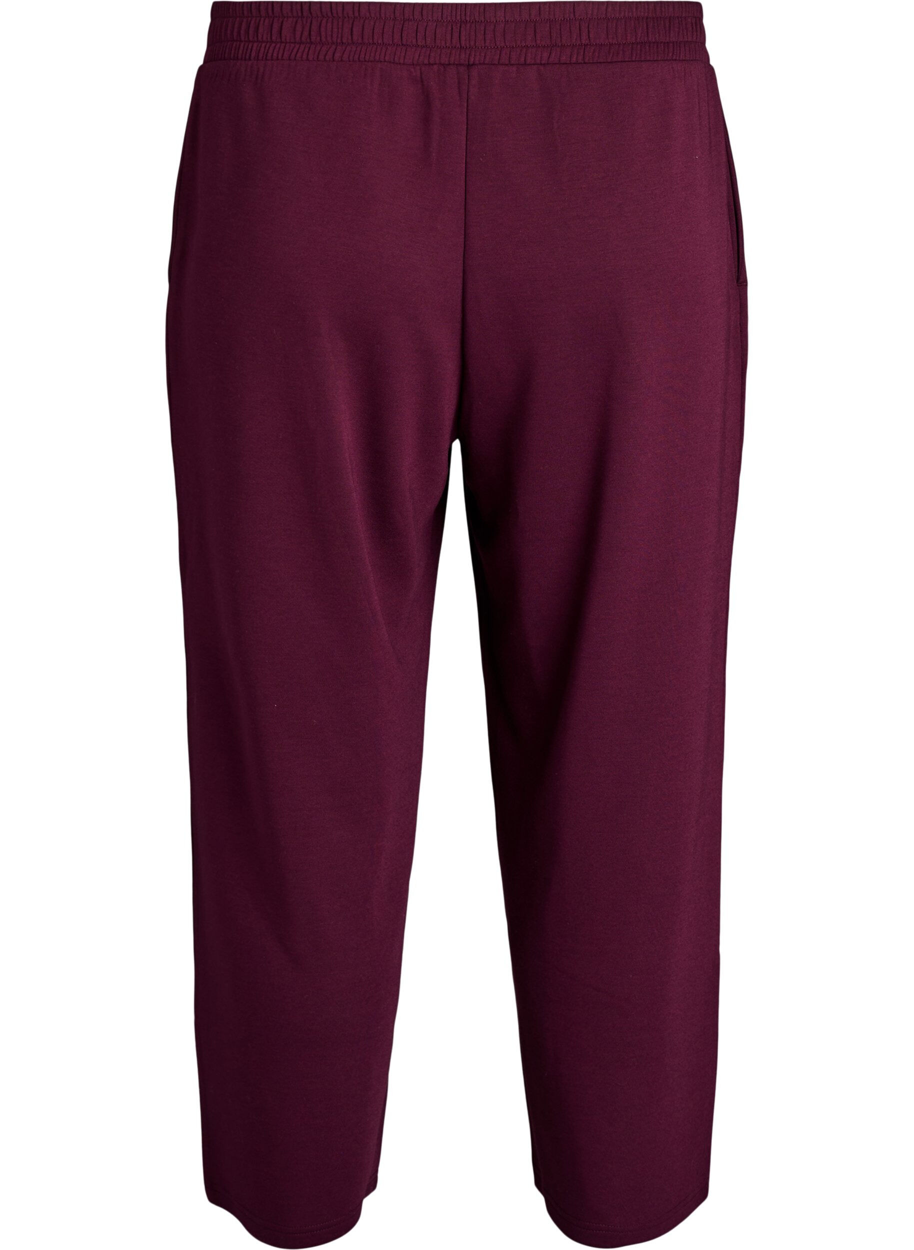 Zizzi7/8-broek van modalmix met zakken, Donker Bordeaux, Packshot image number 1