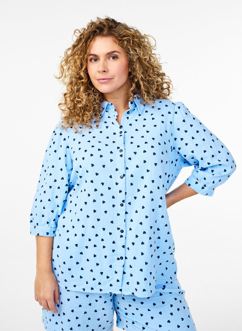 Shirtblouse met 3/4 mouwen, D.R.Blue N.A.Hearts, Model