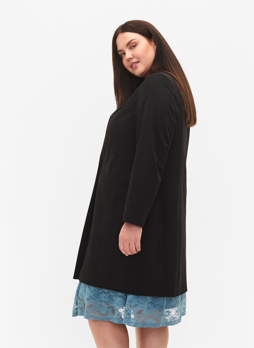 Klassieke lange blazer, Black, Model image number 2