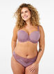 Microvezel string met kanten details, Roze, Model image number 0