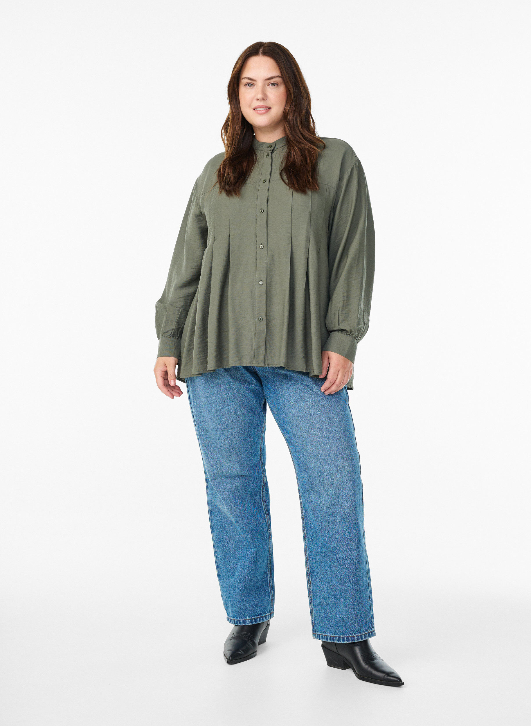 ZizziViscose shirt met A-lijn vorm, Groen, Model image number 1