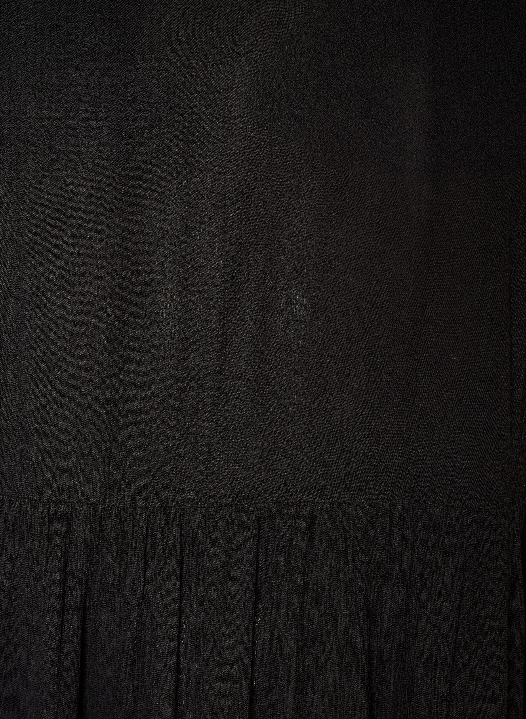 ZizziMidi jurk van viscose met ruches mouwen, Zwart, Packshot image number 2