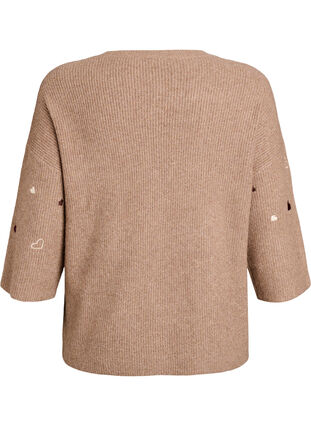 ZizziJumper met hartjes en 3/4 mouwen, Bruin, Packshot image number 1