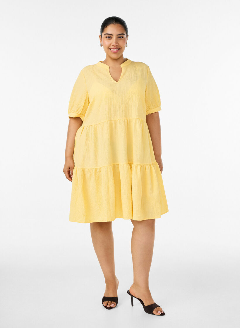 Korte A-lijn jurk, Geel, Model image number 1