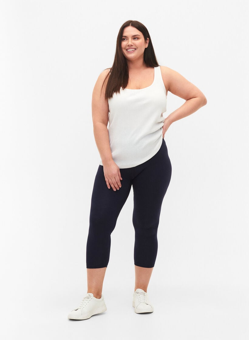 Leggings basiques longueur 3/4 en viscose, Bleu, Model image number 1