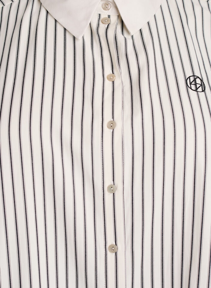 Losse gestreepte blouse met brede manchetten, Wit, Packshot image number 2