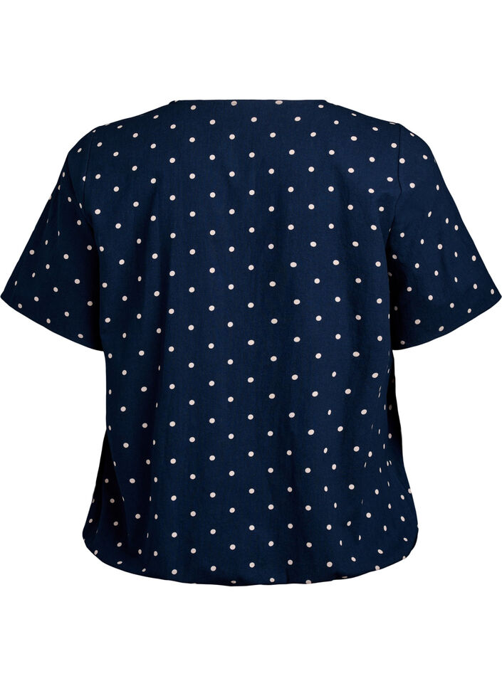 Katoenen blouse met print en korte mouwen, Blauw, Packshot image number 1