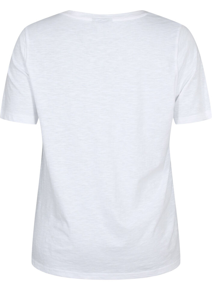 Basic t-shirt met korte mouwen en V-hals, Wit, Packshot image number 1