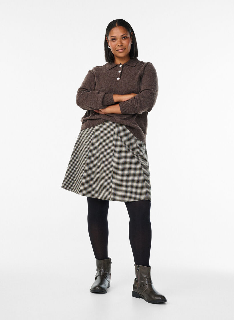 Korte A-lijn rok, Brown Check, Model